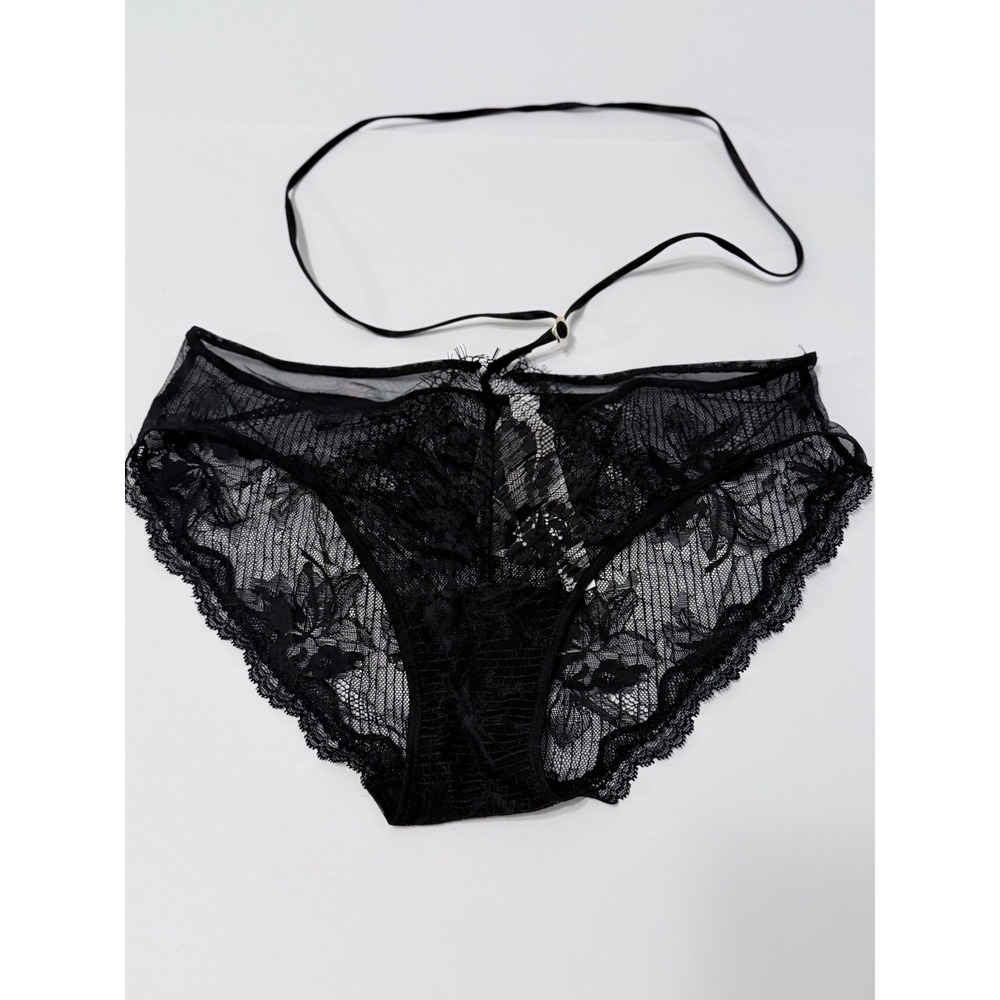 Intimissimi Black Floral Lace Sheer Panties Strap Detail SID2490 NERO Large
